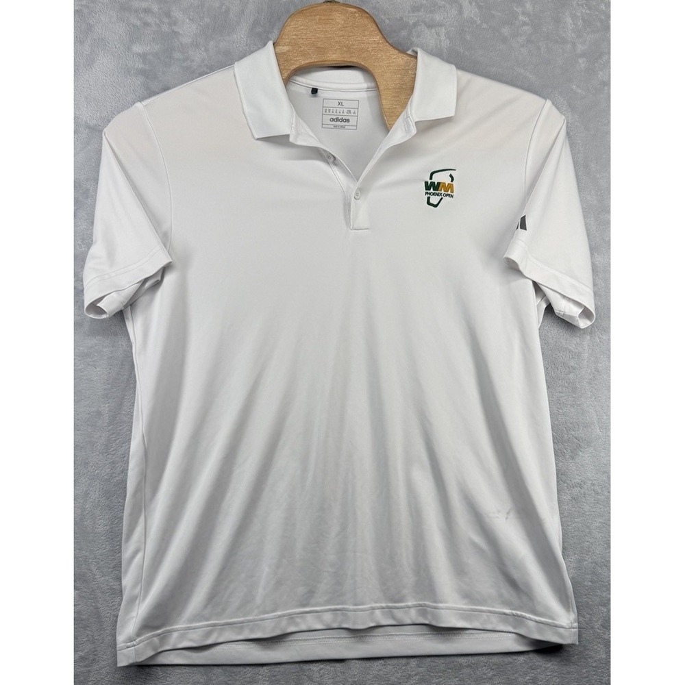 Adidas Waste Management Phoenix Open White Performance Golf Polo Men's XL READ